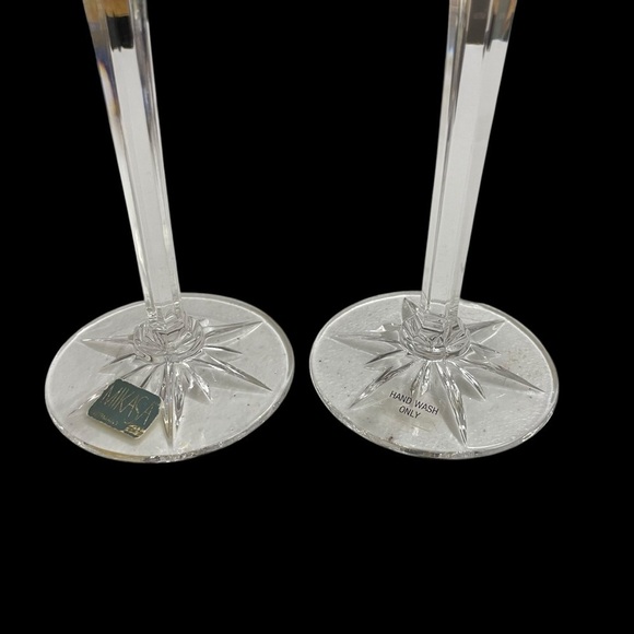 Pair of Elegant Mikasa Cut Crystal Golden Tiara Candlesticks Germany - Picture 8 of 12